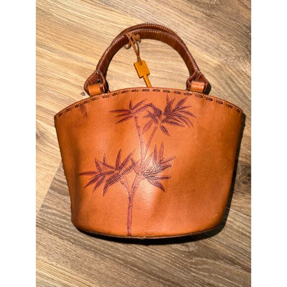 FOSSIL vintage bamboo leather bag - Picture 2 of 12